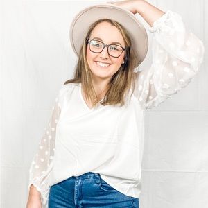 White Swiss Dot Sleeve Top